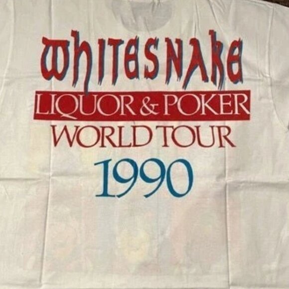 Whitesnake Liquor & Poker 1990 World Tour T-Shirt, Whitesnake Tour 1990 T-Shirt - Picture 3 of 6